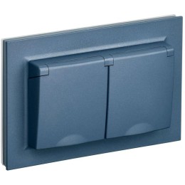 Розетка 2-м СП BRITE РСбш12-3-44-БрМ 16А IP44 в сборе с заземл. защ. шторки с крышкой маренго IEK BR