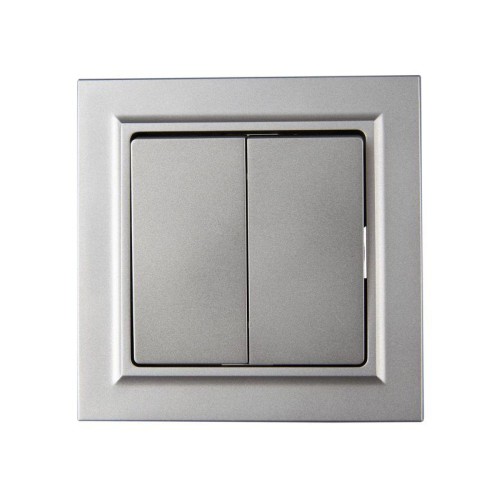 Выключатель 2-кл. СП BRITE ВСР10-2-0-БрС 10А в сборе сталь IEK BR-V20-0-10-K46-F