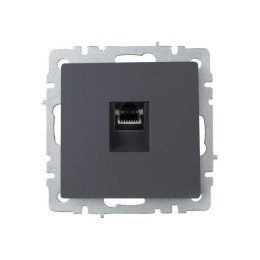 Розетка компьютерная СП RJ45 кат.6 BRITE РК11-БрГ механизм графит IEK BR-K10-2-K53