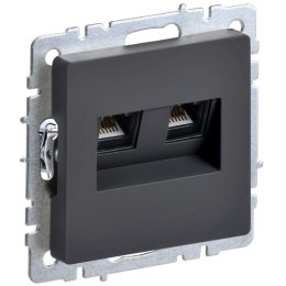 Розетка компьютерная двойн. СП RJ45 кат.6 BRITE РК11-2-БрГ механизм графит IEK BR-K20-2-K53