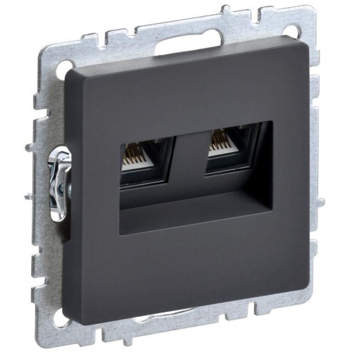 Розетка компьютерная двойн. СП RJ45 кат.6 BRITE РК11-2-БрГ механизм графит IEK BR-K20-2-K53