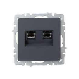 Розетка компьютерная двойн. СП RJ45 кат.6 BRITE РК11-2-БрГ механизм графит IEK BR-K20-2-K53