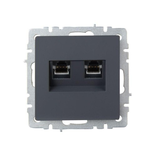 Розетка компьютерная двойн. СП RJ45 кат.6 BRITE РК11-2-БрГ механизм графит IEK BR-K20-2-K53