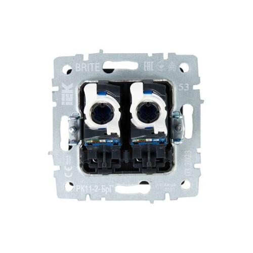 Розетка компьютерная двойн. СП RJ45 кат.6 BRITE РК11-2-БрГ механизм графит IEK BR-K20-2-K53