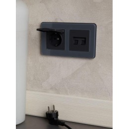 Розетка компьютерная двойн. СП RJ45 кат.6 BRITE РК11-2-БрГ механизм графит IEK BR-K20-2-K53