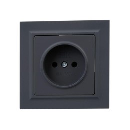 Розетка СП BRITE РСР10-1-0-БрГ 10А в сборе без заземл. без защ. шторок графит IEK BR-R10-10-K53-F