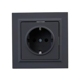 Розетка СП BRITE РСР14-1-0-БрГ 16А в сборе с заземл. защ. шторки графит IEK BR-R14-16-K53-F