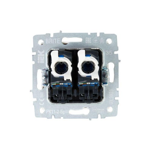 Розетка компьютерная двойн. СП RJ45 кат.6 BRITE РК11-2-БрМ механизм маренго IEK BR-K20-2-K35