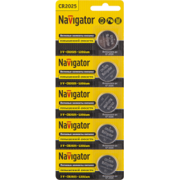 Элемент питания литиевый CR2025 94 764 NBT-CR2025-BP5 (блист.5шт) Navigator 94764