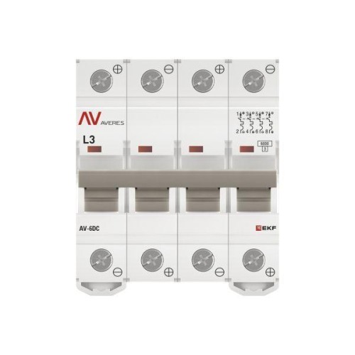 Выключатель автоматический модульный 4п L 3А 6кА AV-6 DC AVERES EKF mcb6-DC-4-03L-av