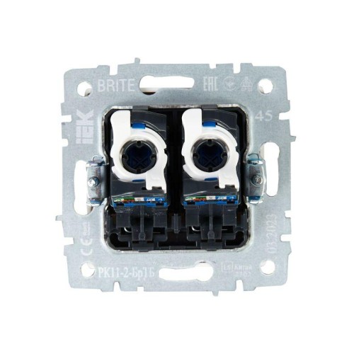 Розетка компьютерная двойн. СП RJ45 кат.6 BRITE РК11-2-БрТБ механизм бронза IEK BR-K20-2-K45