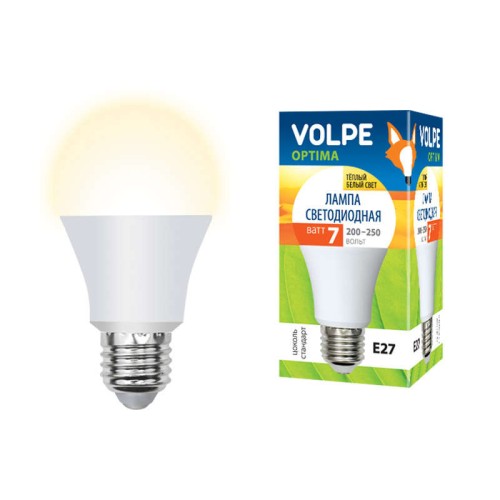 Лампа светодиодная LED-A60-7W/WW 7Вт грушевидная 3000К тепл. бел. E27 600лм 200-250В Volpe UL-000010
