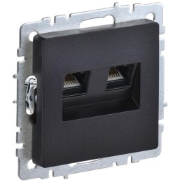 Розетка компьютерная двойн. СП RJ45 кат.6 BRITE РК11-2-БрЧ механизм черн. IEK BR-K20-2-K02