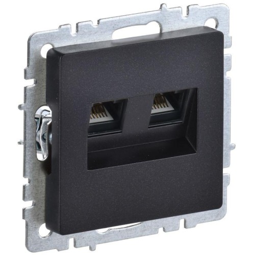 Розетка компьютерная двойн. СП RJ45 кат.6 BRITE РК11-2-БрЧ механизм черн. IEK BR-K20-2-K02