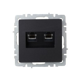 Розетка компьютерная двойн. СП RJ45 кат.6 BRITE РК11-2-БрЧ механизм черн. IEK BR-K20-2-K02