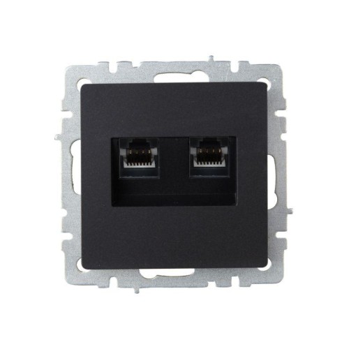 Розетка компьютерная двойн. СП RJ45 кат.6 BRITE РК11-2-БрЧ механизм черн. IEK BR-K20-2-K02