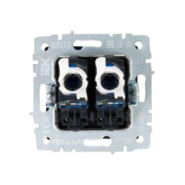 Розетка компьютерная двойн. СП RJ45 кат.6 BRITE РК11-2-БрЧ механизм черн. IEK BR-K20-2-K02