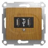 Розетка USB 2-м СП Glossa 5В/1400мА 2х5В/700 мА механизм дерево дуб SchE GSL000532