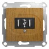 Розетка USB 2-м СП Glossa 5В/1400мА 2х5В/700 мА механизм дерево дуб SchE GSL000532