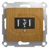 Розетка USB 2-м СП Glossa 5В/1400мА 2х5В/700 мА механизм дерево дуб SchE GSL000532