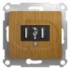 Розетка USB 2-м СП Glossa 5В/1400мА 2х5В/700 мА механизм дерево дуб SchE GSL000532