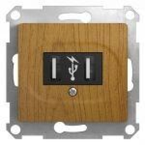 Розетка USB 2-м СП Glossa 5В/1400мА 2х5В/700 мА механизм дерево дуб SchE GSL000532