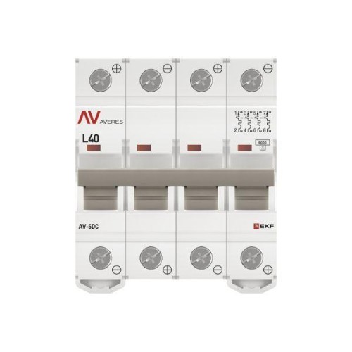 Выключатель автоматический модульный 4п L 40А 6кА AV-6 DC AVERES EKF mcb6-DC-4-40L-av