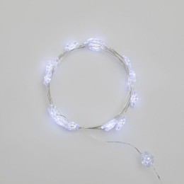 Гирлянда светодиодная "Снежинки" 2м 20LED бел. 2Вт 6В IP20 провод прозр. элементы питания 2хCR2032 (