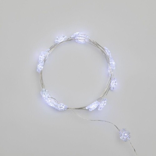 Гирлянда светодиодная "Снежинки" 2м 20LED бел. 2Вт 6В IP20 провод прозр. элементы питания 2хCR2032 (