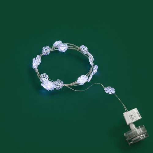 Гирлянда светодиодная "Снежинки" 2м 20LED бел. 2Вт 6В IP20 провод прозр. элементы питания 2хCR2032 (