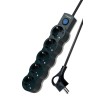 Удлинитель 5х3м с заземл. IP20 с выкл. 10А 2200Вт 220В защ. шторки ПВС 3х1 черн. КОСМОС YKsm3m-5g-Z-