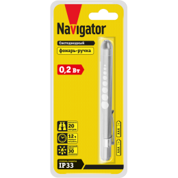 Фонарь 14 034 NPT-CM16-2AAA 1LEDх0.2Вт 1 режим алюм. (блист.) NAVIGATOR 14034