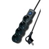 Удлинитель 4х5м с заземл. IP20 с выкл. 10А 2200Вт 220В защ. шторки ПВС 3х1 черн. КОСМОС YKsm5m-4g-Z-