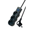 Удлинитель 3х3м с заземл. IP20 с выкл. 10А 2200Вт 220В защ. шторки ПВС 3х1 черн. КОСМОС YKsm3m-3g-Z-
