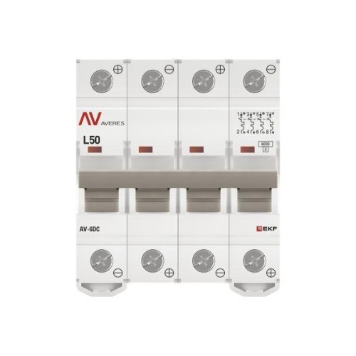 Выключатель автоматический модульный 4п L 50А 6кА AV-6 DC AVERES EKF mcb6-DC-4-50L-av