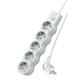 Удлинитель 5х3м с заземл. IP20 с выкл. 10А 2200Вт 220В защ. шторки ПВС 3х1 бел. КОСМОС YKsm3m-5g-Z-V
