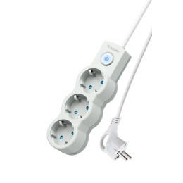 Удлинитель 3х3м с заземл. IP20 с выкл. 10А 2200Вт 220В защ. шторки ПВС 3х1 бел. КОСМОС YKsm3m-3g-Z-V
