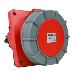 Розетка фланцевая наклонная 445 125А 6h 380AC 3P+PE+N IP67 КЭАЗ 332745