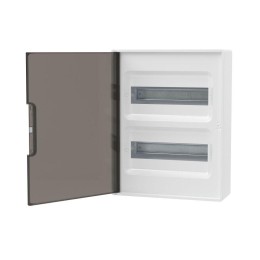 Щиток 24мод. настен. FRAME с тонированной дверцей с шин. PEN 2шт 8 отв. + 2шт 6 отв. бел. DKC F24W1W