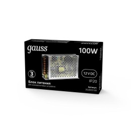 Блок питания для светодиодной ленты Black 100Вт 12В IP20 (драйвер) GAUSS 202003100