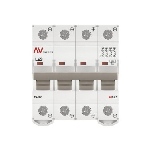 Выключатель автоматический модульный 4п L 63А 6кА AV-6 DC AVERES EKF mcb6-DC-4-63L-av