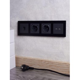 Рамка 4-м BRITE РУ-4-2-Бр стекло черн. матов. IEK BR-M42-G-31-K02