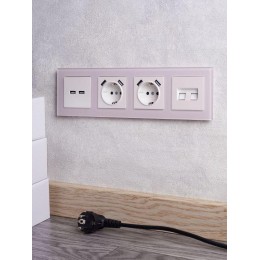 Рамка 4-м BRITE РУ-4-2-Бр стекло розовый матов. IEK BR-M42-G-31-K14