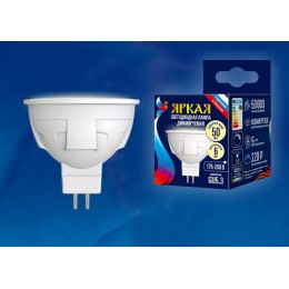 Лампа светодиодная LED-JCDR 6W/WW/GU5.3/FR/DIM PLP01WH Яркая JCDR 6Вт матовая 3000К тепл. бел. GU5.3