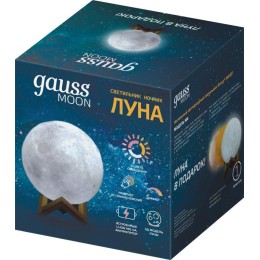 Светильник светодиодный настольный 3D Луна 1Вт 2700-5000К 100лм 5В аккум. Li-ion 450мА.ч бел. GAUSS