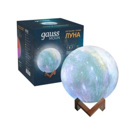Светильник светодиодный настольный 3D Луна 1Вт 100лм 5В аккум. Li-ion 450мА.ч RGB многоцветн. GAUSS