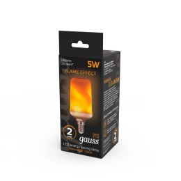 Лампа светодиодная Flame 5Вт T65 1500К тепл. бел. E14 80лм GAUSS 157401105