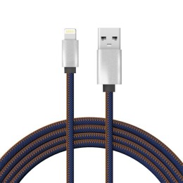 Кабель USB для iPhone 5/6/7 моделей шнур в джинс. оплетке Rexant 18-4248