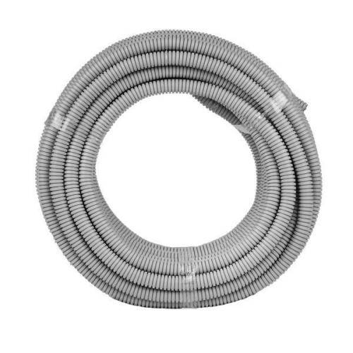 Труба гофрированная ПВХ d20мм с протяжкой сер. (уп.25м) Plast PROxima EKF tg-z-20-25n