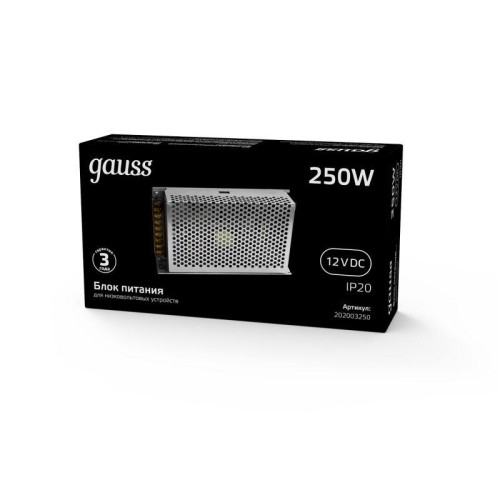 Блок питания для светодиодной ленты Black 250Вт 12В IP20 (драйвер) GAUSS 202003250